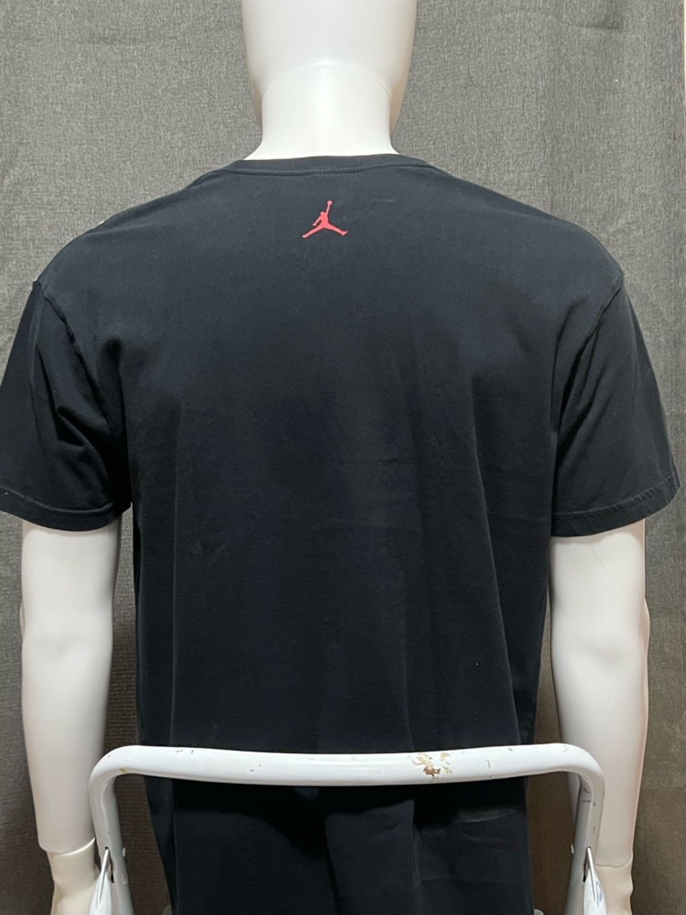Jordan Men's Black Short Sleeve V-Neck Tee with Red Jumpman and Gray Accent - Picture 2 of 8